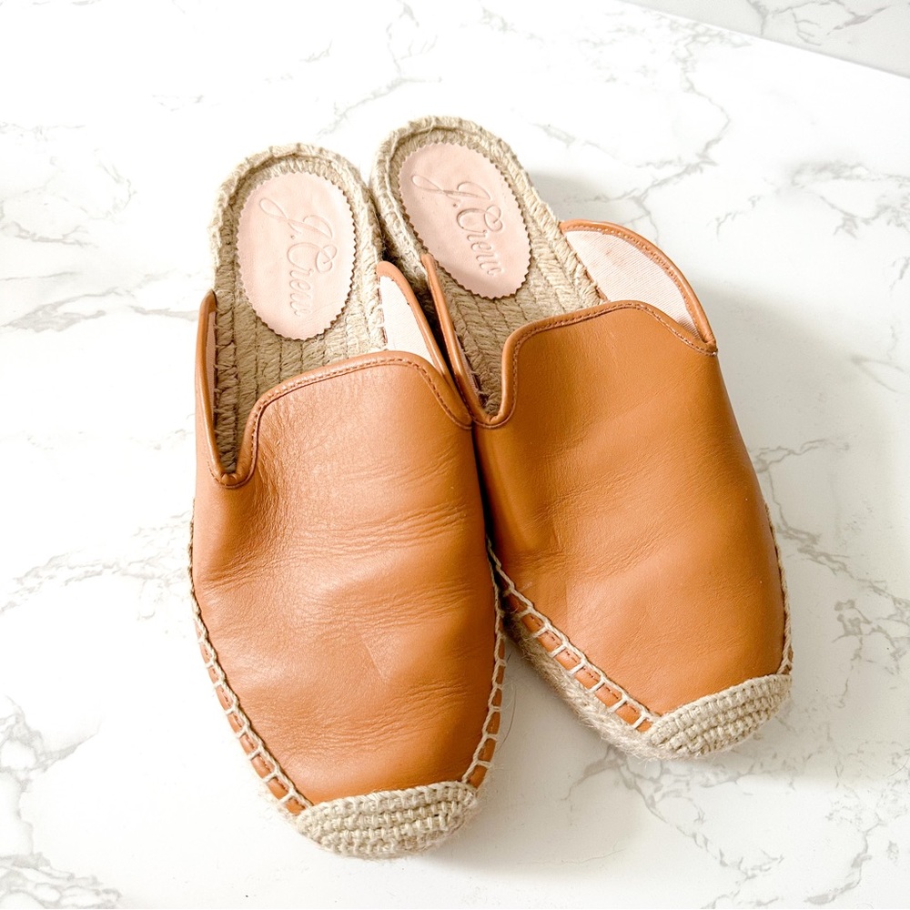 ⭐️ J.Crew | Cognac Leather Mule Slides